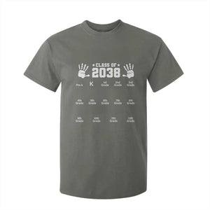 Class of 2038 Grow With Me T Shirt For Kid Handprint Pre-K to 12th Grade Graduation TS10 Military Green Print Your Wear
