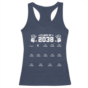 Class of 2038 Grow With Me Racerback Tank Top Handprint Pre-K to 12th Grade Graduation TS10 Navy Print Your Wear