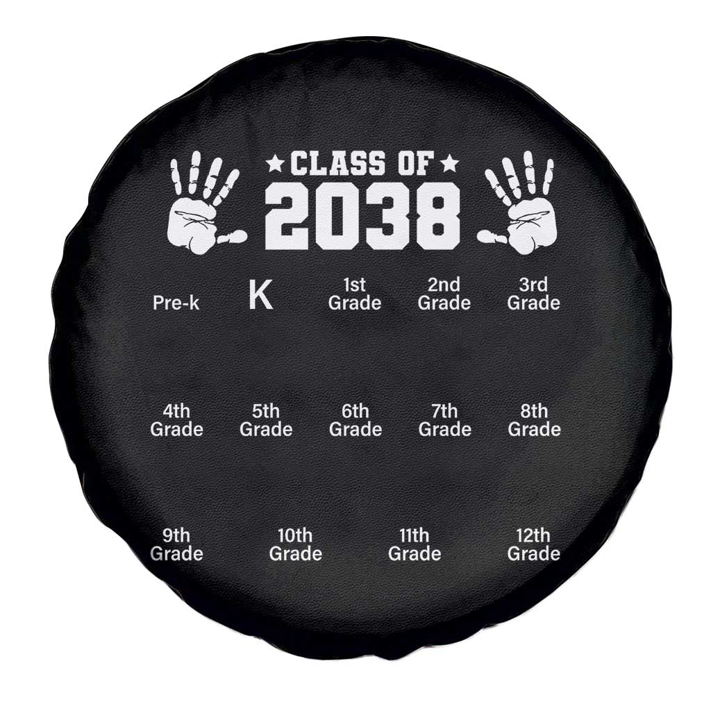 Class of 2038 Grow With Me Spare Tire Cover Handprint Pre-K to 12th Grade Graduation TS10 Print Your Wear