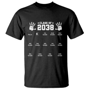 Class of 2038 Grow With Me T Shirt Handprint Pre-K to 12th Grade Graduation TS10 Black Print Your Wear