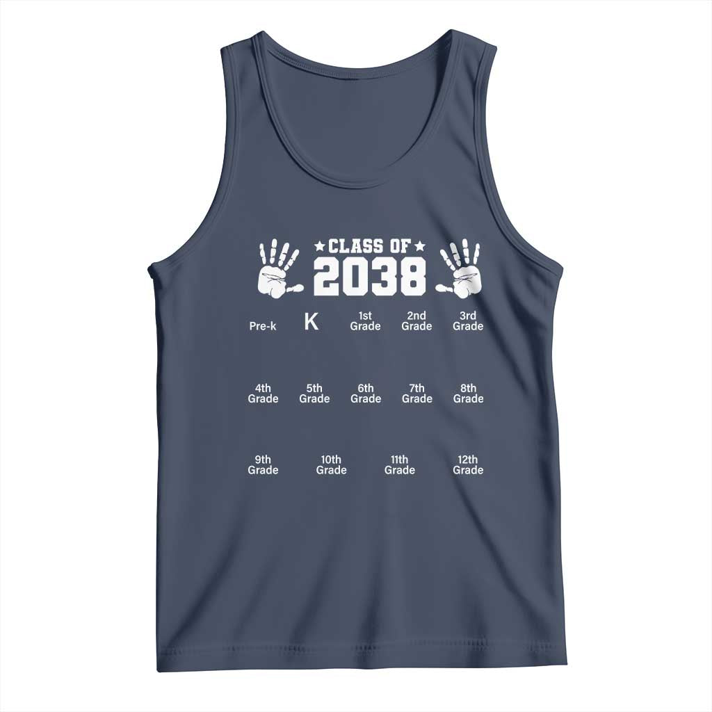 Class of 2038 Grow With Me Tank Top Handprint Pre-K to 12th Grade Graduation TS10 Navy Print Your Wear