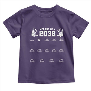 Class of 2038 Grow With Me Toddler T Shirt Handprint Pre-K to 12th Grade Graduation TS10 Purple Print Your Wear