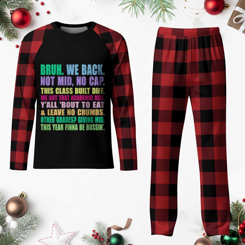 Funny Bruh We Back To School Plaid Pajama Set Gen A Slang Happy First Day Of School TS10 Buffalo Plaid Print Your Wear