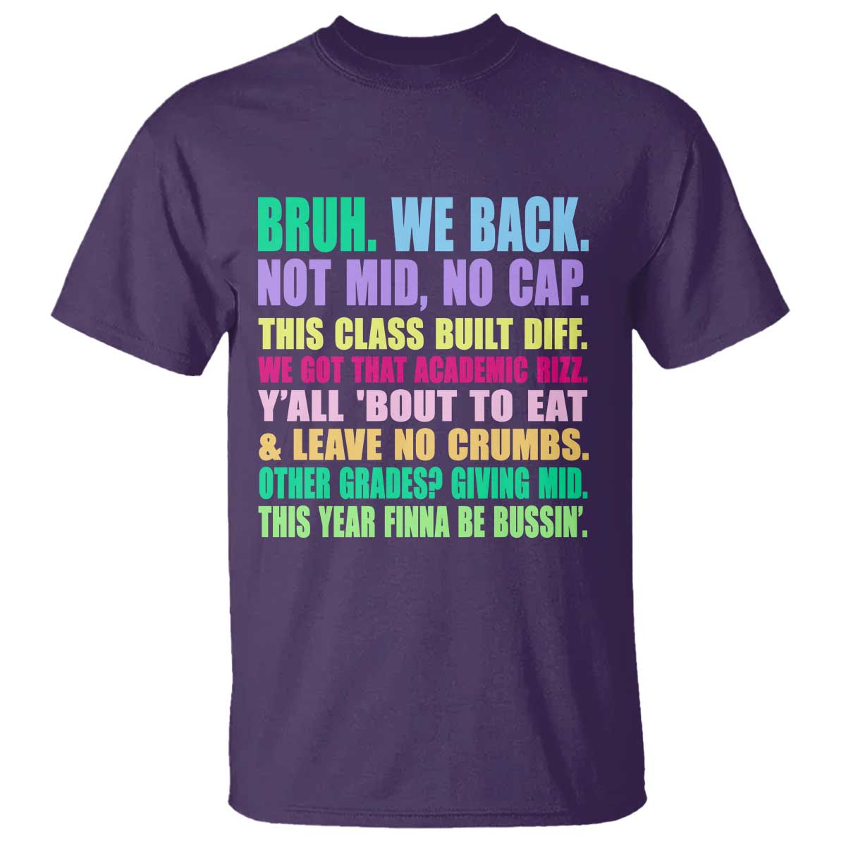 Funny Bruh We Back To School T Shirt Gen A Slang Happy First Day Of School TS10 Purple Print Your Wear