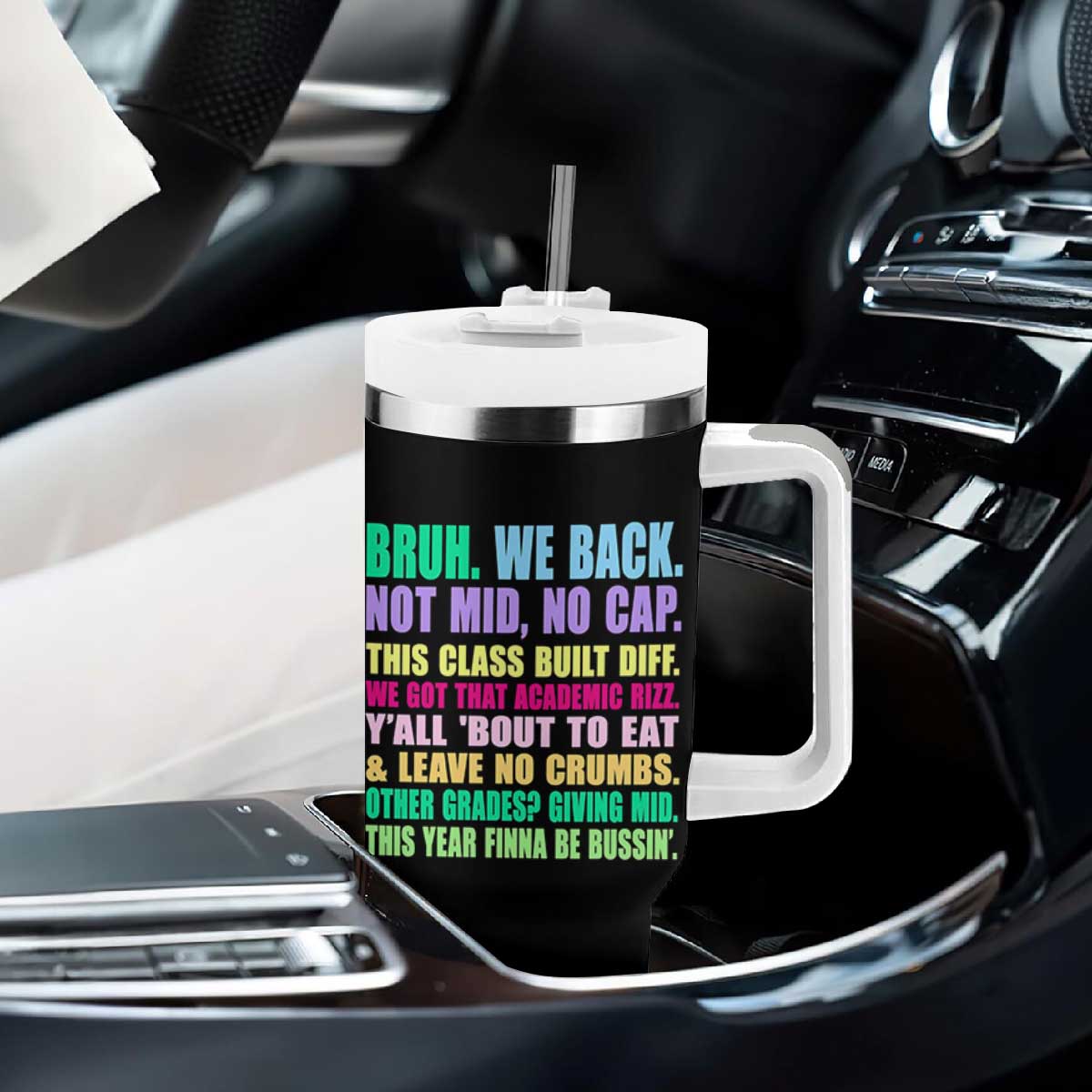 Funny Bruh We Back To School Tumbler With Handle Gen A Slang Happy First Day Of School TS10 Print Your Wear
