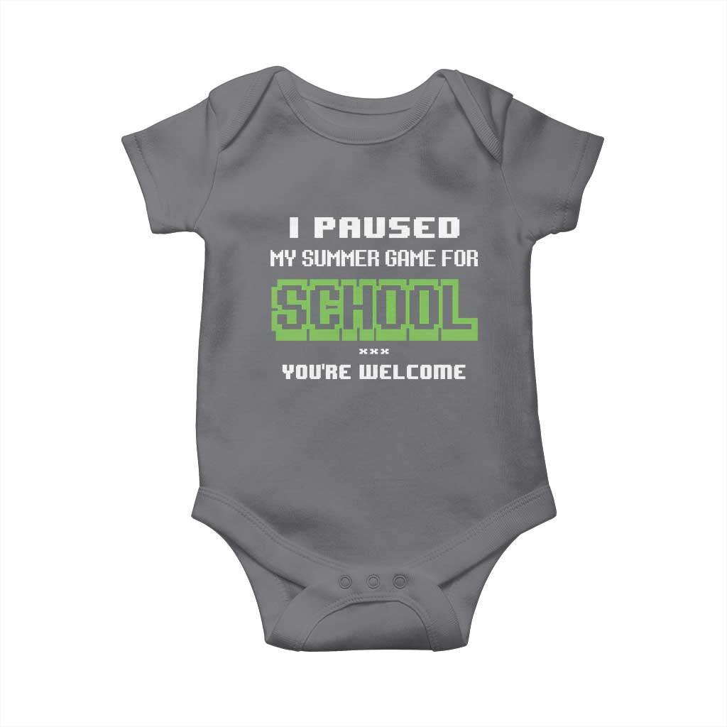 Funny Bruh Back To School Baby Onesie Here We Go Again Happy First Day Of School TS10 Charcoal Print Your Wear