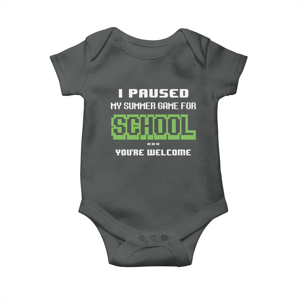 Funny Bruh Back To School Baby Onesie Here We Go Again Happy First Day Of School TS10 Dark Heather Print Your Wear