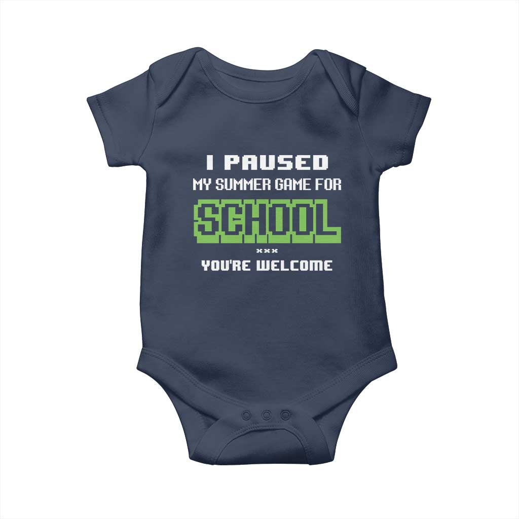 Funny Bruh Back To School Baby Onesie Here We Go Again Happy First Day Of School TS10 Navy Print Your Wear