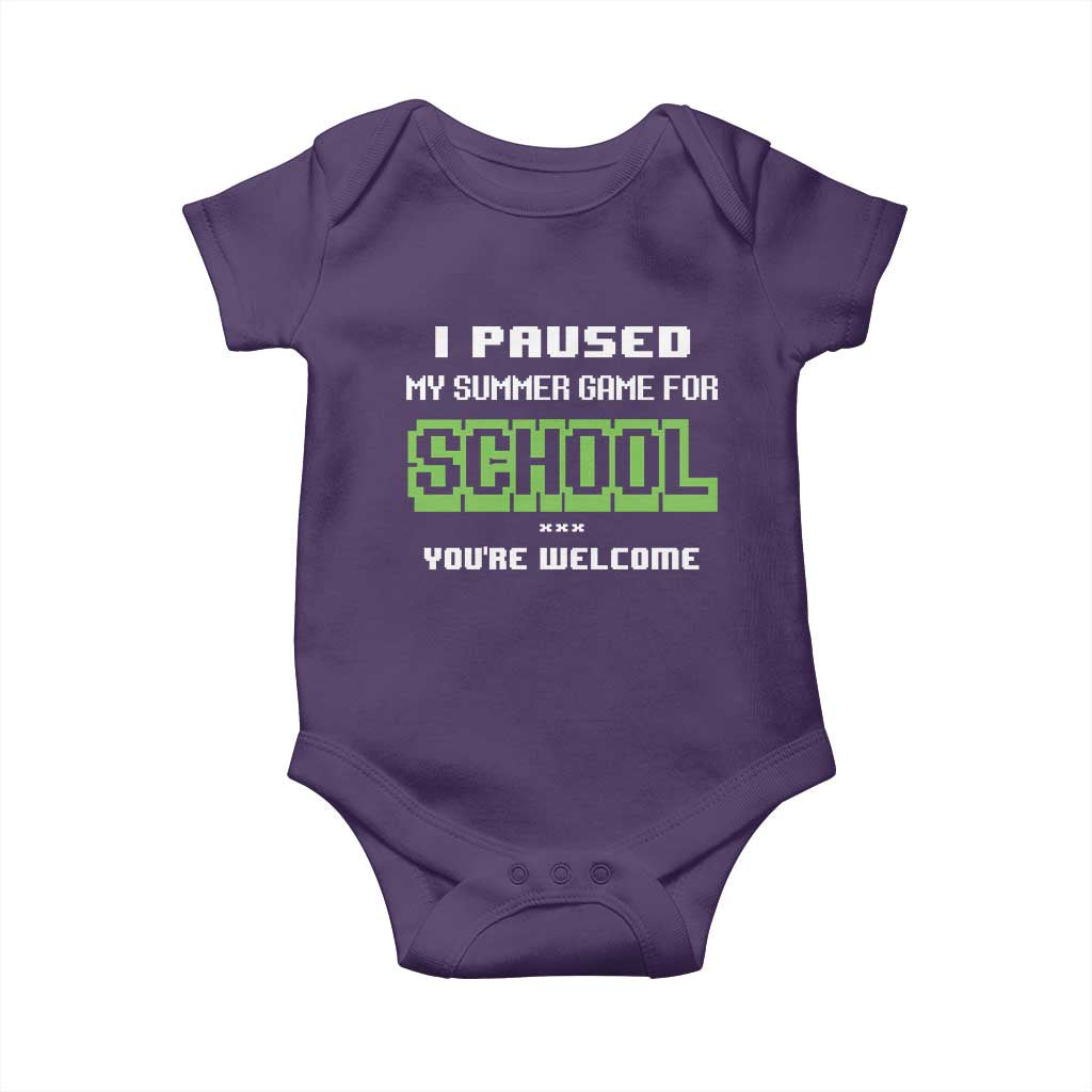 Funny Bruh Back To School Baby Onesie Here We Go Again Happy First Day Of School TS10 Purple Print Your Wear