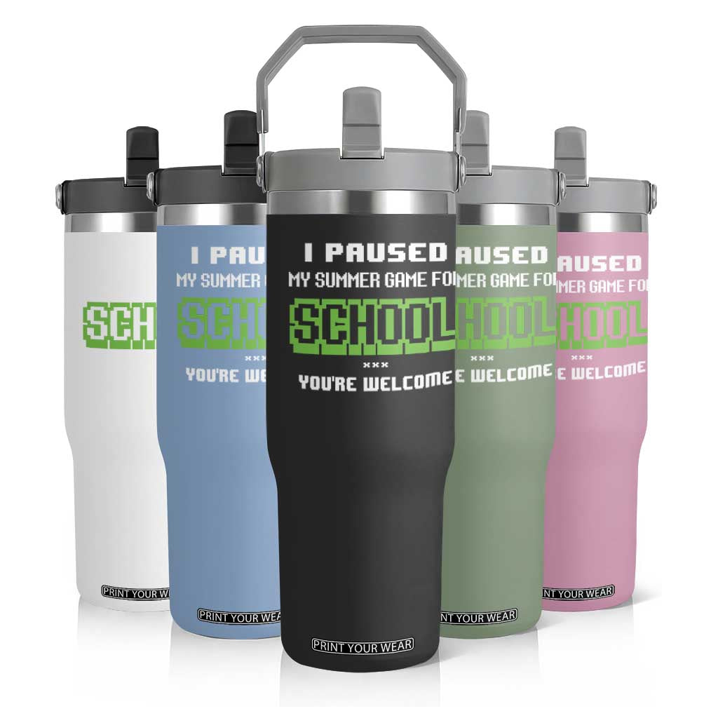Funny Bruh Back To School Flip Straw Tumbler Here We Go Again Happy First Day Of School TS10 Print Your Wear