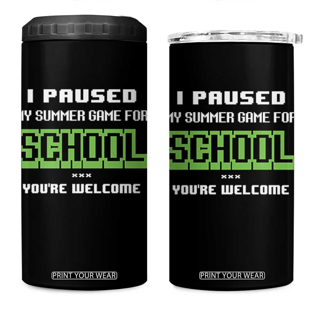 Funny Bruh Back To School 4 in 1 Can Cooler Tumbler Here We Go Again Happy First Day Of School TS10 One Size: 16 oz Black Print Your Wear