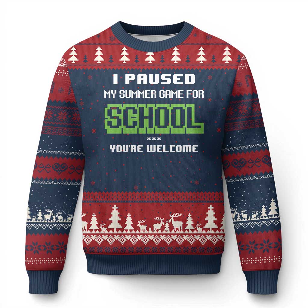 Funny Bruh Back To School Ugly Christmas Sweater Here We Go Again Happy First Day Of School TS10 Navy Red Print Your Wear