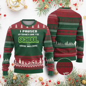 Funny Bruh Back To School Ugly Christmas Sweater Here We Go Again Happy First Day Of School TS10 Red Green Print Your Wear