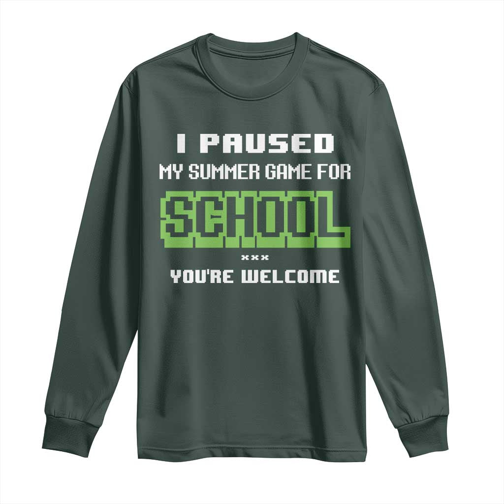 Funny Bruh Back To School Long Sleeve Shirt Here We Go Again Happy First Day Of School TS10 Dark Forest Green Print Your Wear
