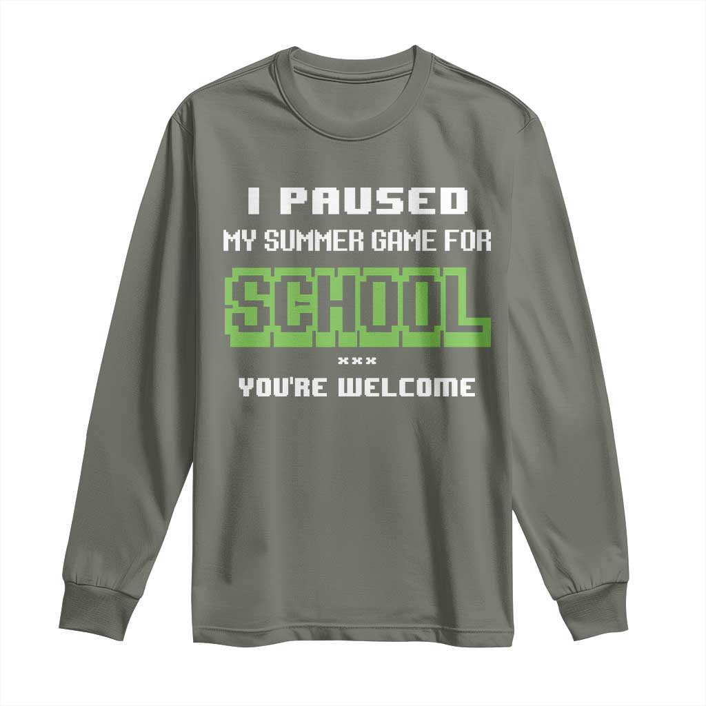 Funny Bruh Back To School Long Sleeve Shirt Here We Go Again Happy First Day Of School TS10 Military Green Print Your Wear