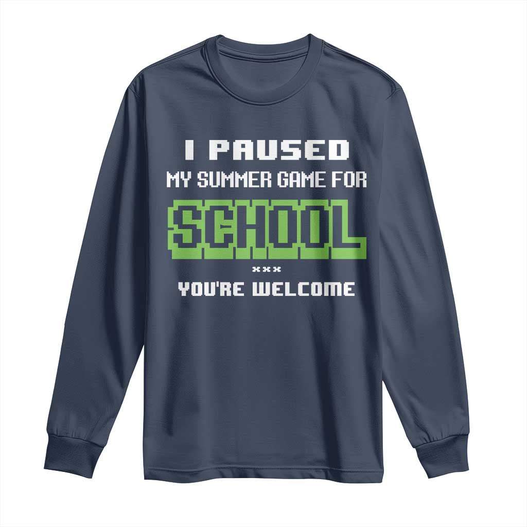 Funny Bruh Back To School Long Sleeve Shirt Here We Go Again Happy First Day Of School TS10 Navy Print Your Wear