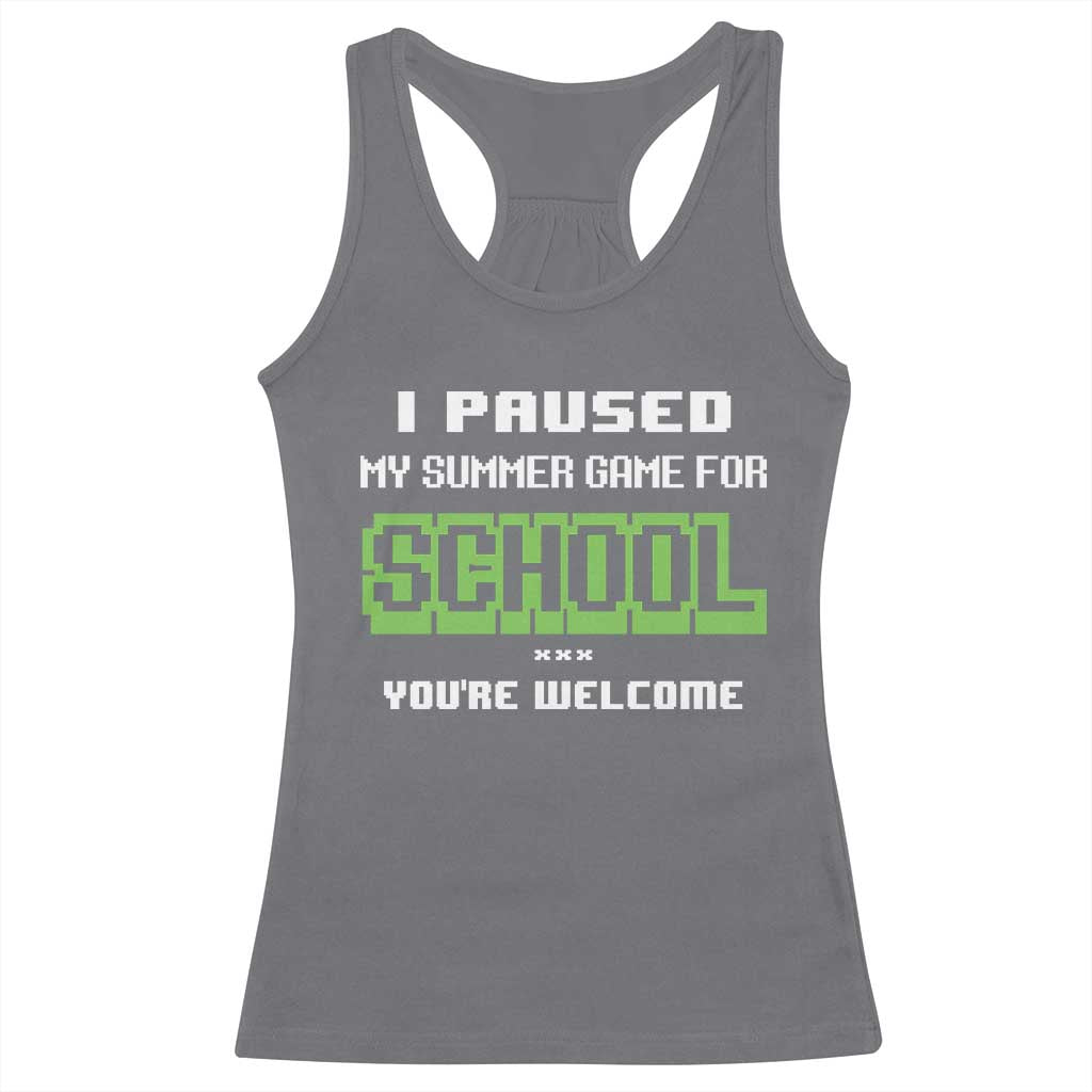 Funny Bruh Back To School Racerback Tank Top Here We Go Again Happy First Day Of School TS10 Charcoal Print Your Wear