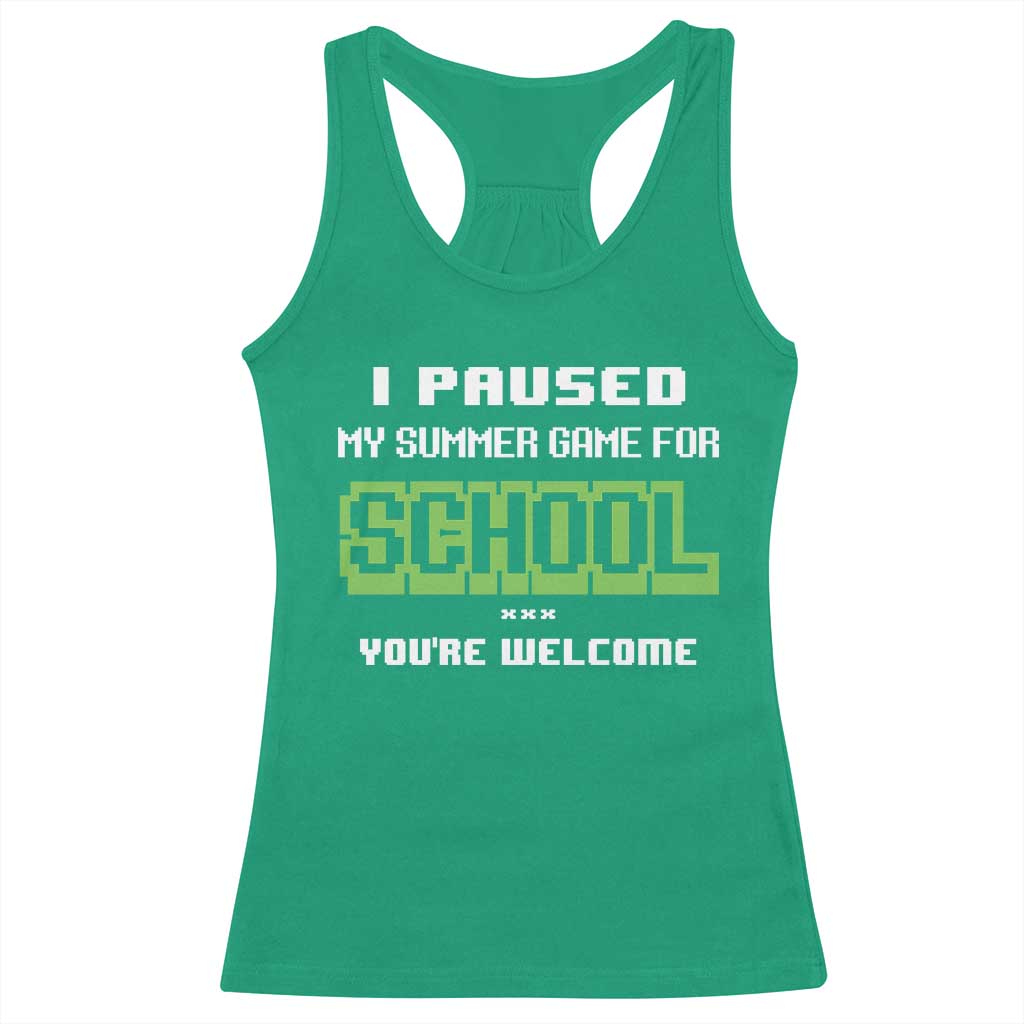 Funny Bruh Back To School Racerback Tank Top Here We Go Again Happy First Day Of School TS10 Irish Green Print Your Wear