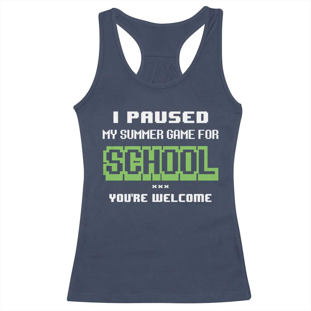Funny Bruh Back To School Racerback Tank Top Here We Go Again Happy First Day Of School TS10 Navy Print Your Wear