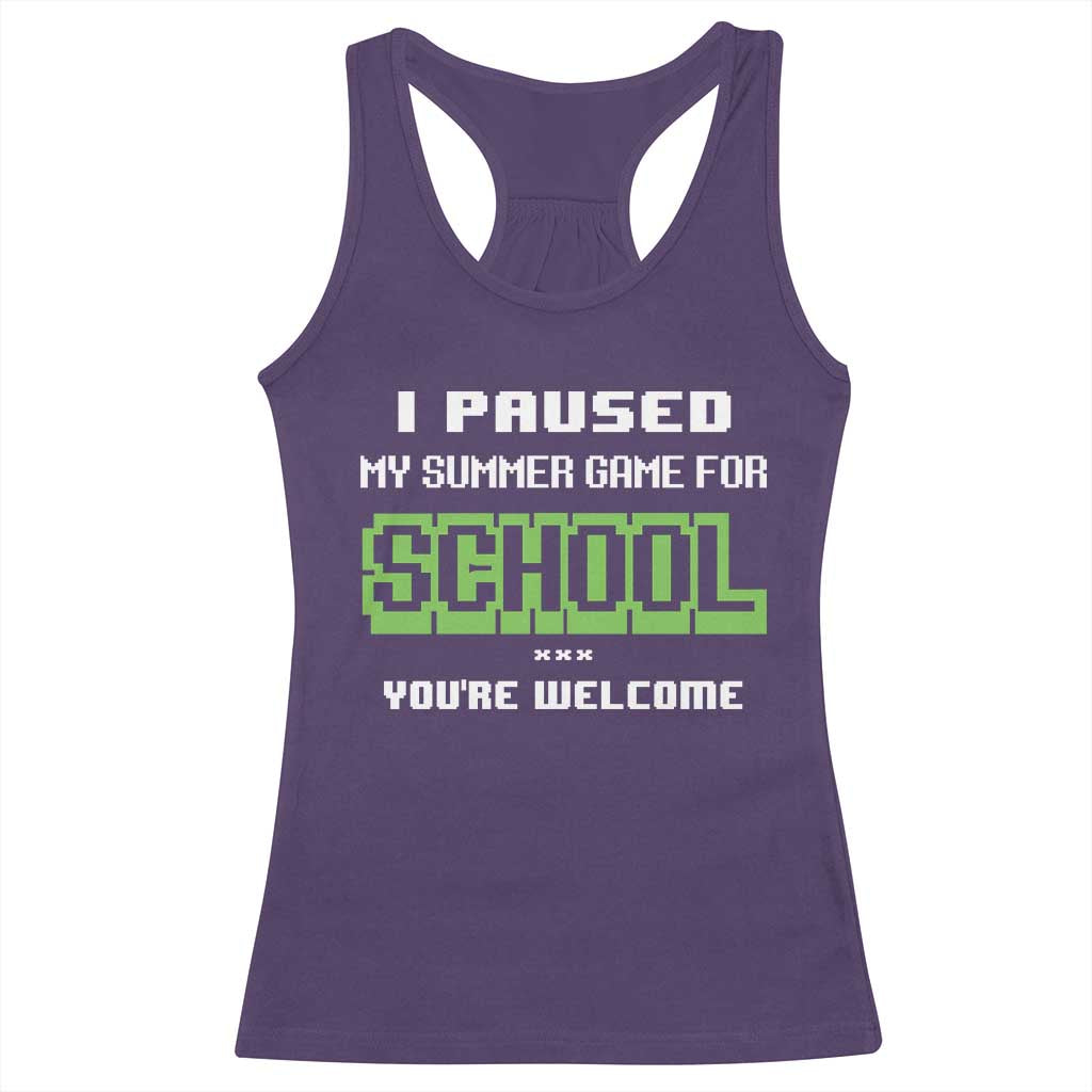Funny Bruh Back To School Racerback Tank Top Here We Go Again Happy First Day Of School TS10 Purple Print Your Wear