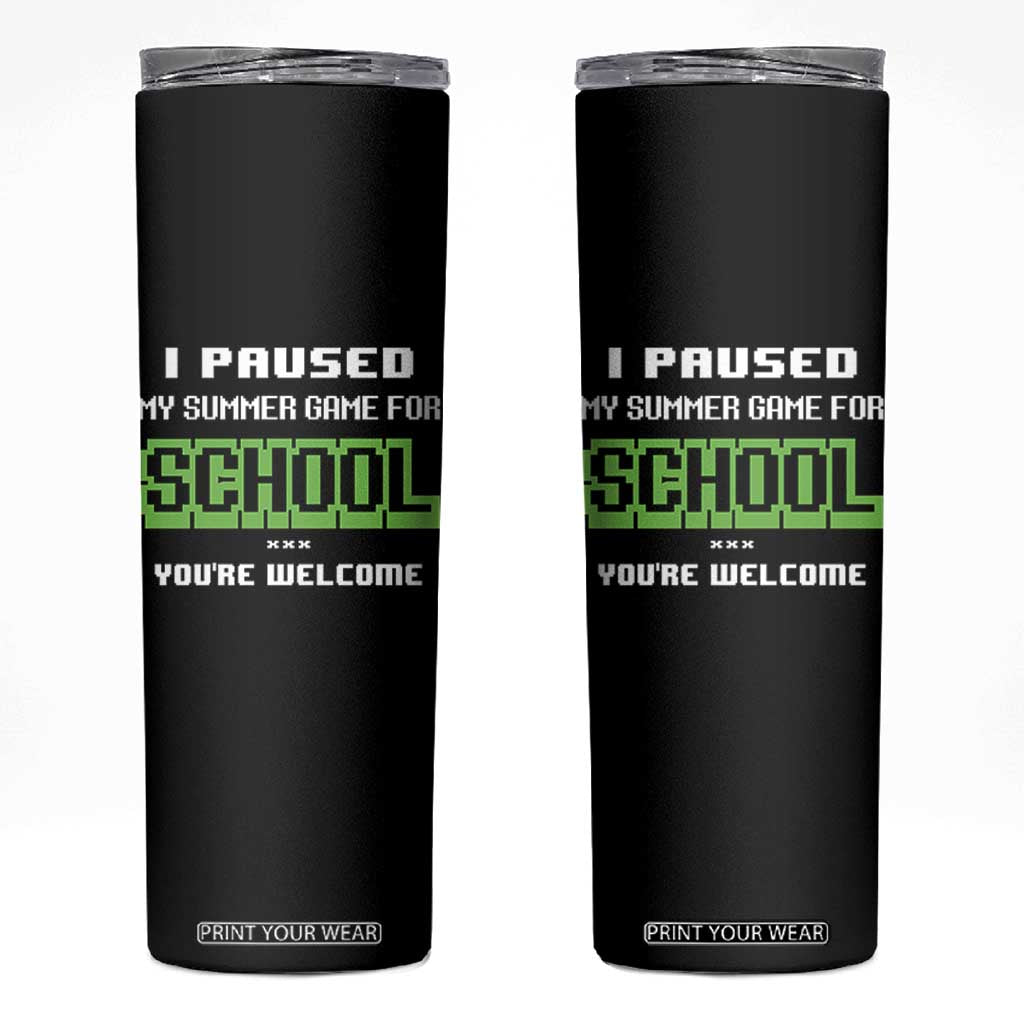 Funny Bruh Back To School Skinny Tumbler Here We Go Again Happy First Day Of School TS10 Black Print Your Wear