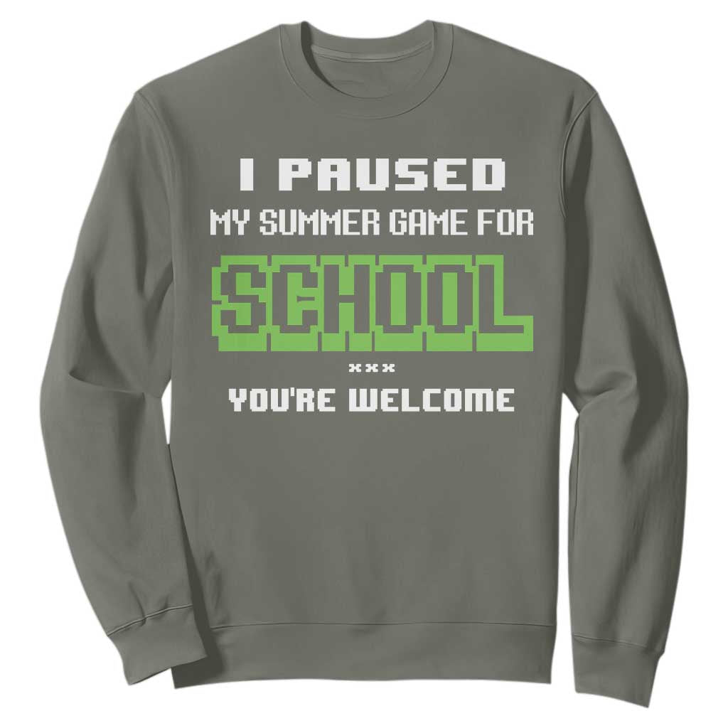 Funny Bruh Back To School Sweatshirt Here We Go Again Happy First Day Of School TS10 Military Green Print Your Wear