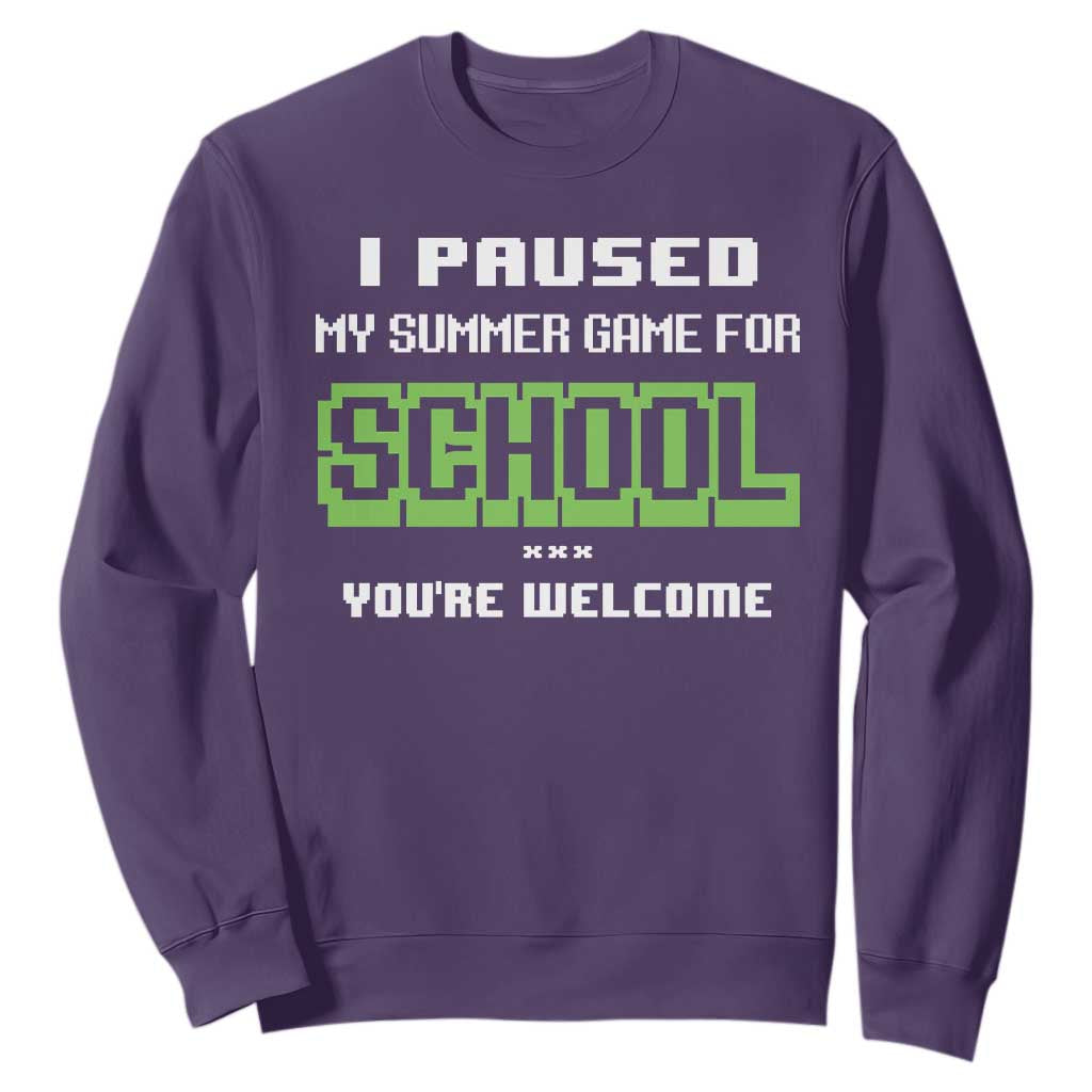 Funny Bruh Back To School Sweatshirt Here We Go Again Happy First Day Of School TS10 Purple Print Your Wear