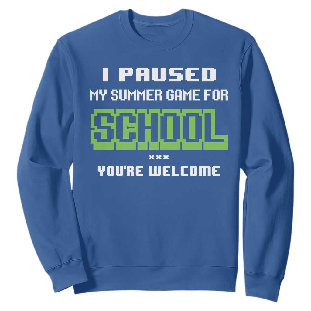 Funny Bruh Back To School Sweatshirt Here We Go Again Happy First Day Of School TS10 Royal Blue Print Your Wear