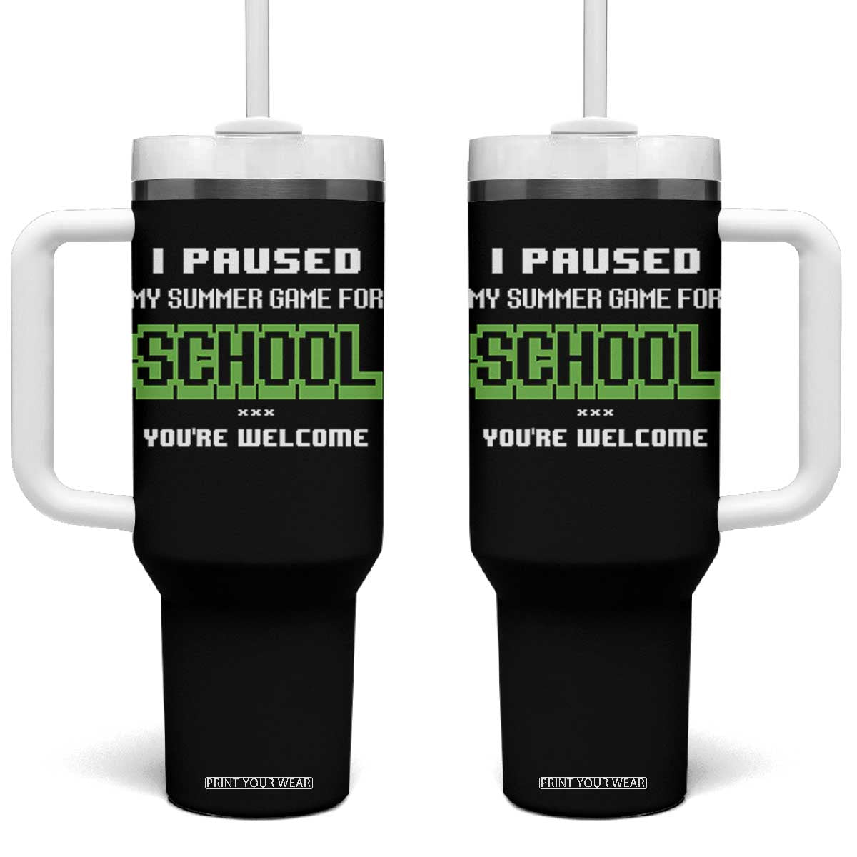 Funny Bruh Back To School Tumbler With Handle Here We Go Again Happy First Day Of School TS10 One Size: 40 oz Black Print Your Wear