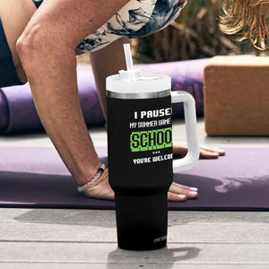 Funny Bruh Back To School Tumbler With Handle Here We Go Again Happy First Day Of School TS10 Print Your Wear