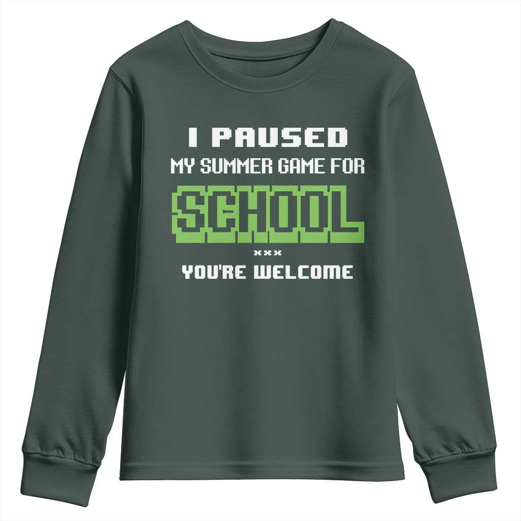 Funny Bruh Back To School Youth Sweatshirt Here We Go Again Happy First Day Of School TS10 Dark Forest Green Print Your Wear