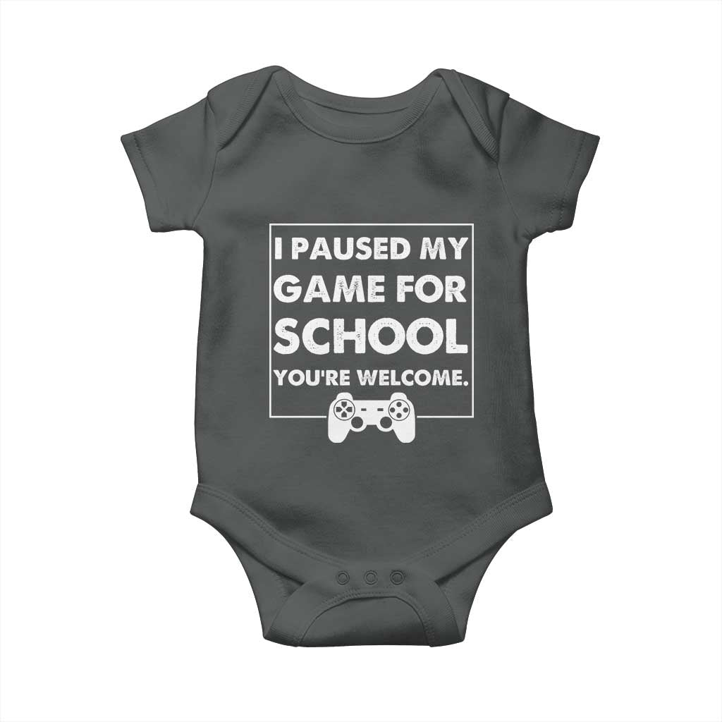 Funny Gamer Back to School Baby Onesie Funny Boys Video Gaming TS10 Dark Heather Print Your Wear