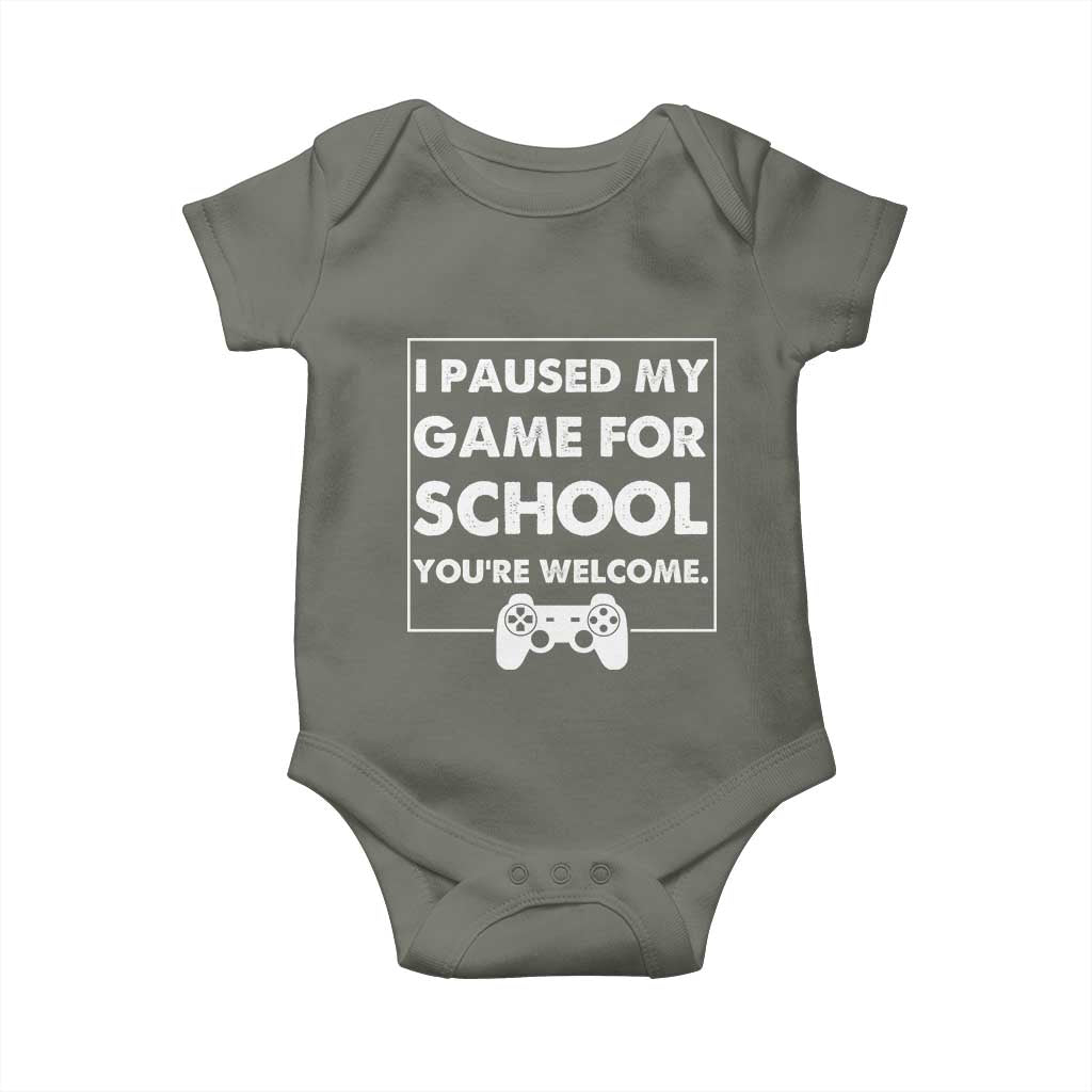 Funny Gamer Back to School Baby Onesie Funny Boys Video Gaming TS10 Military Green Print Your Wear