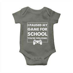 Funny Gamer Back to School Baby Onesie Funny Boys Video Gaming TS10 Military Green Print Your Wear