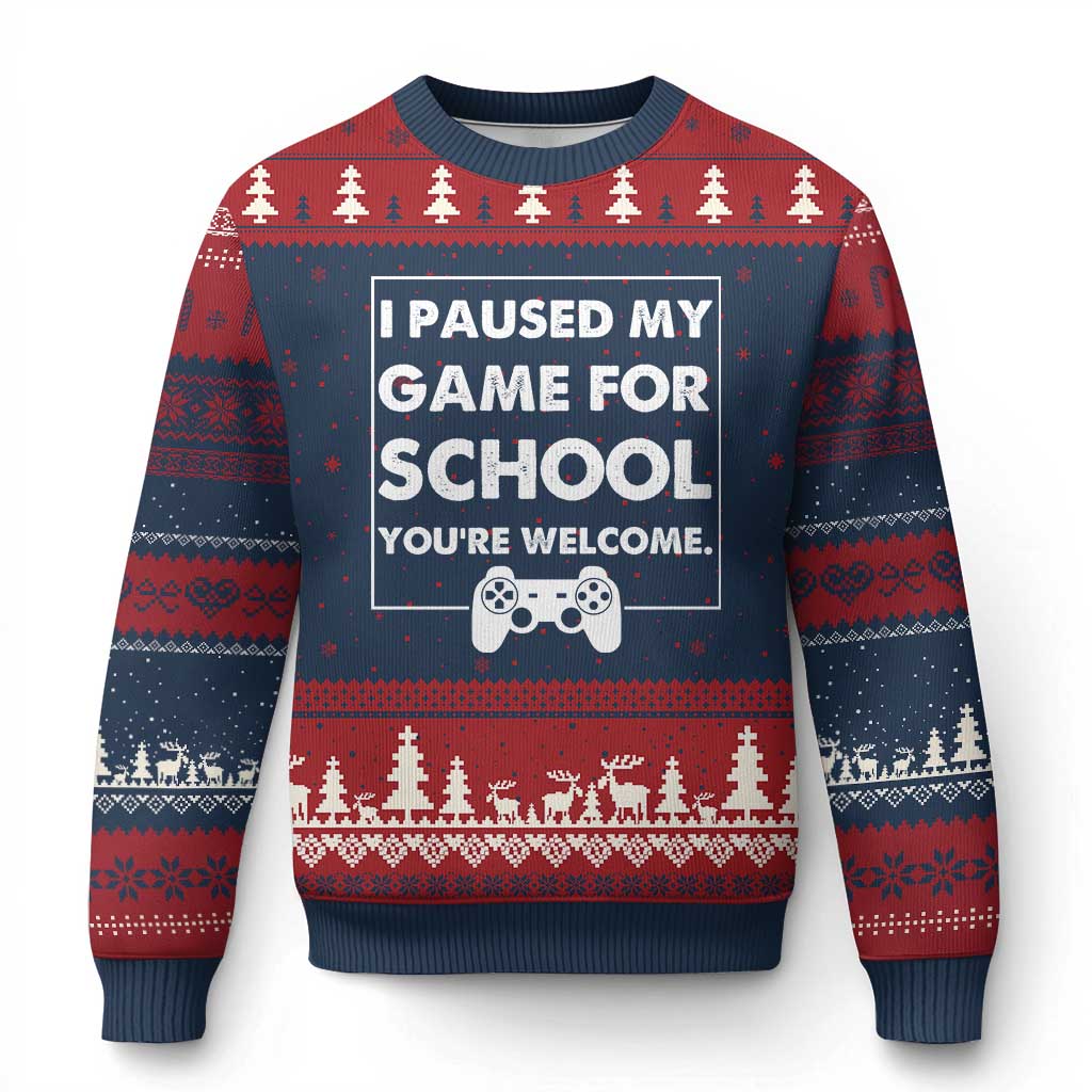 Funny Gamer Back to School Ugly Christmas Sweater Funny Boys Video Gaming - Print Your Wear