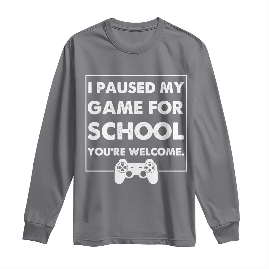 Funny Gamer Back to School Long Sleeve Shirt Funny Boys Video Gaming TS10 Charcoal Print Your Wear
