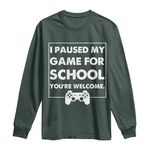 Funny Gamer Back to School Long Sleeve Shirt Funny Boys Video Gaming TS10 Dark Forest Green Print Your Wear
