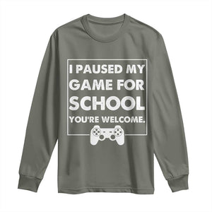 Funny Gamer Back to School Long Sleeve Shirt Funny Boys Video Gaming TS10 Military Green Print Your Wear