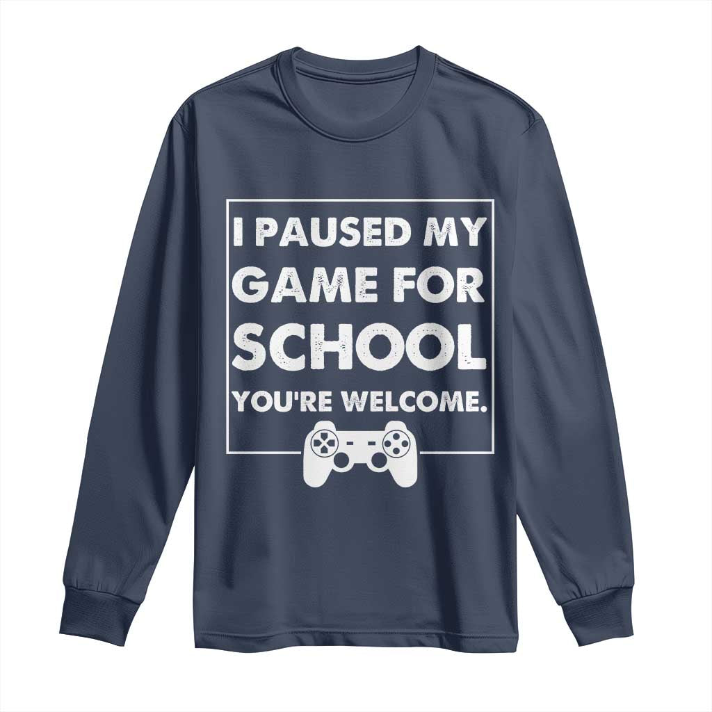 Funny Gamer Back to School Long Sleeve Shirt Funny Boys Video Gaming TS10 Navy Print Your Wear