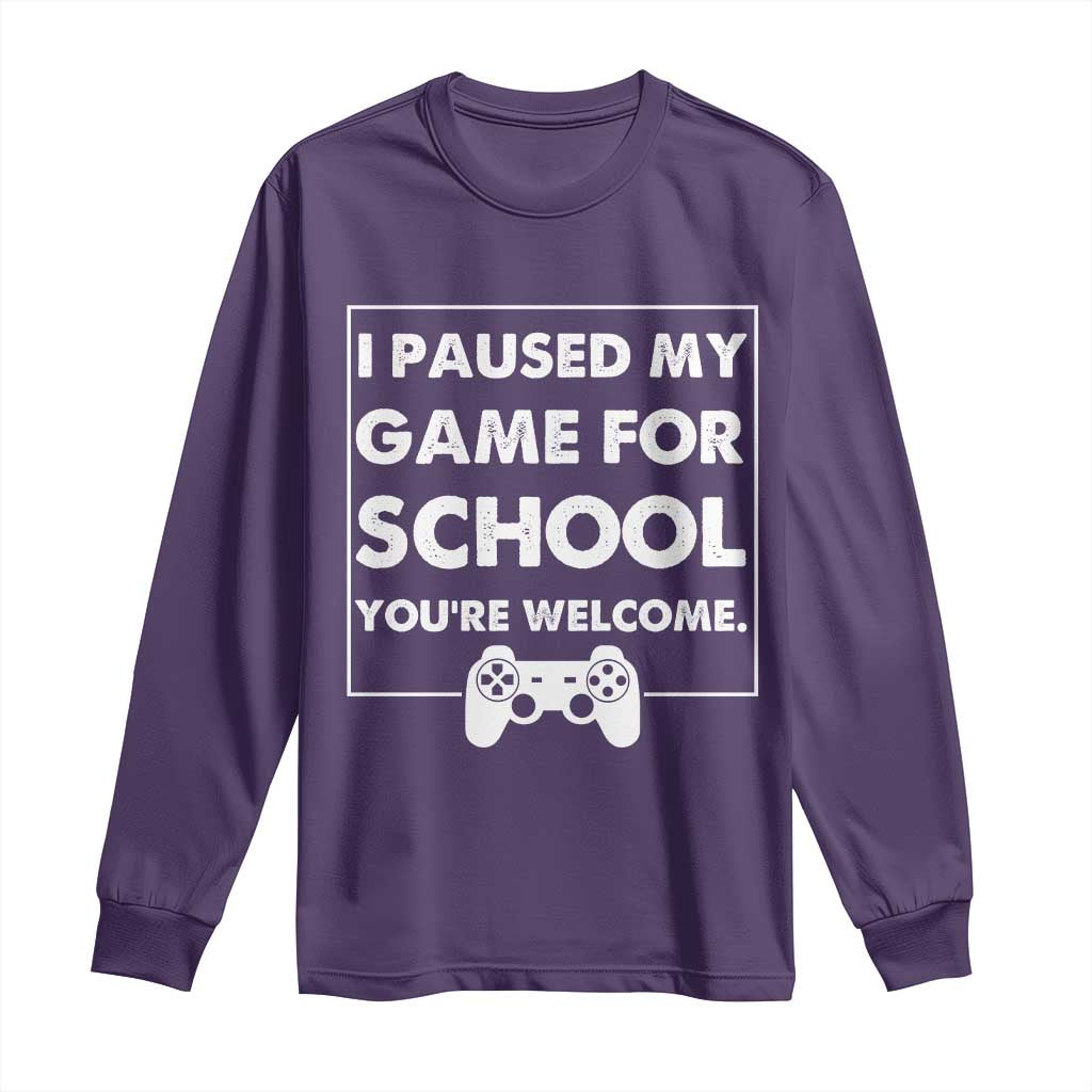 Funny Gamer Back to School Long Sleeve Shirt Funny Boys Video Gaming TS10 Purple Print Your Wear