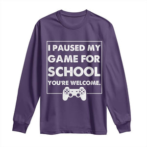 Funny Gamer Back to School Long Sleeve Shirt Funny Boys Video Gaming TS10 Purple Print Your Wear