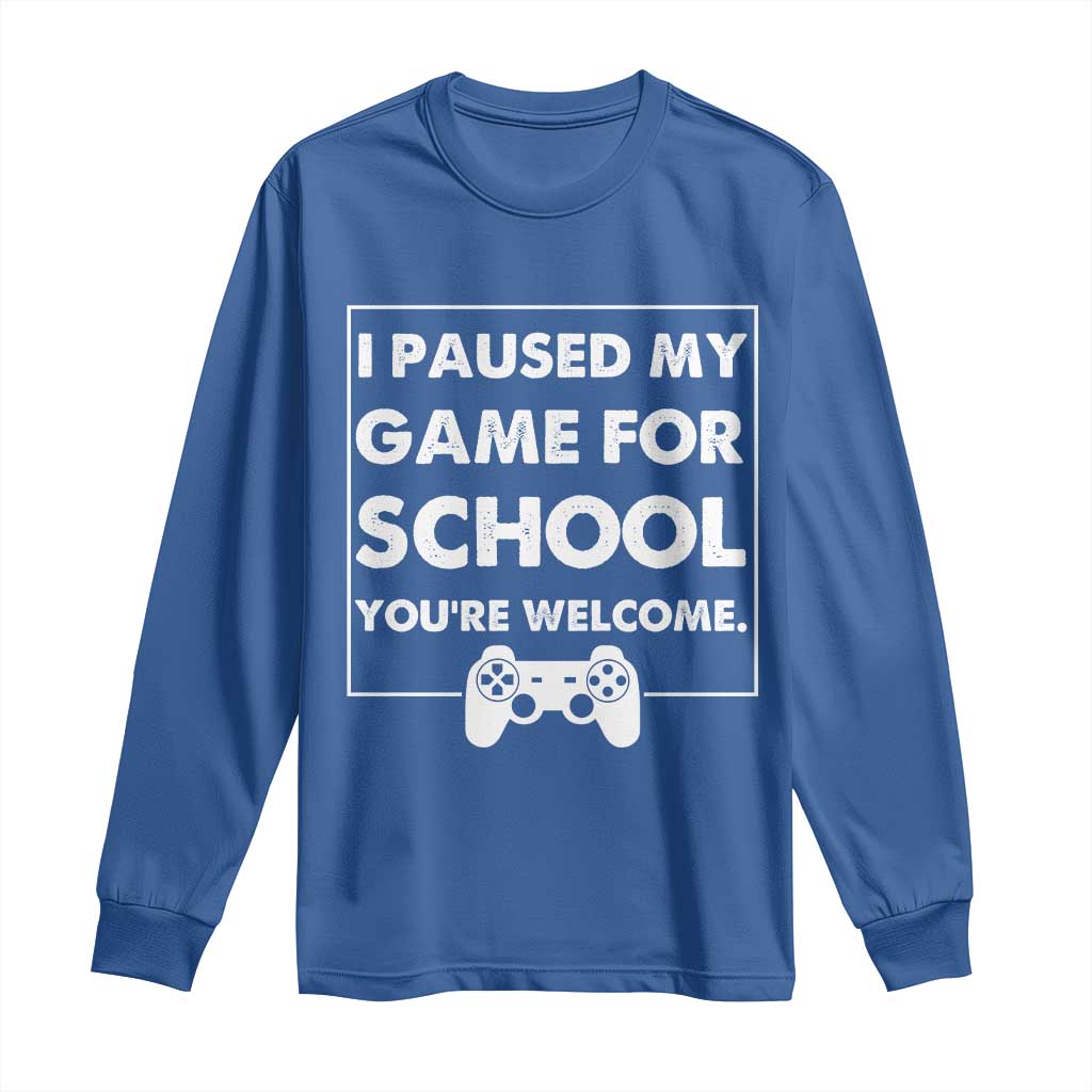 Funny Gamer Back to School Long Sleeve Shirt Funny Boys Video Gaming TS10 Royal Blue Print Your Wear