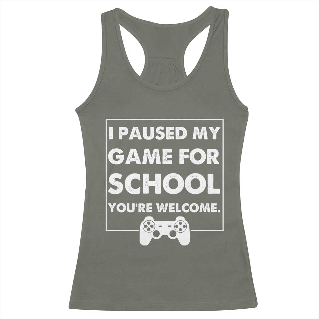 Funny Gamer Back to School Racerback Tank Top Funny Boys Video Gaming TS10 Military Green Print Your Wear
