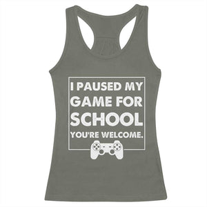 Funny Gamer Back to School Racerback Tank Top Funny Boys Video Gaming TS10 Military Green Print Your Wear