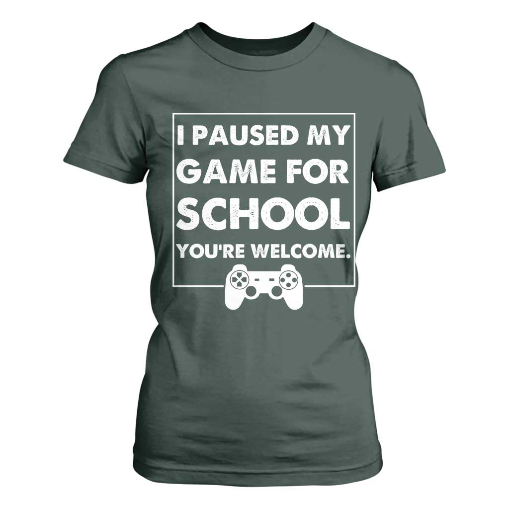 Funny Gamer Back to School T Shirt For Women Funny Boys Video Gaming TS10 Dark Forest Green Print Your Wear