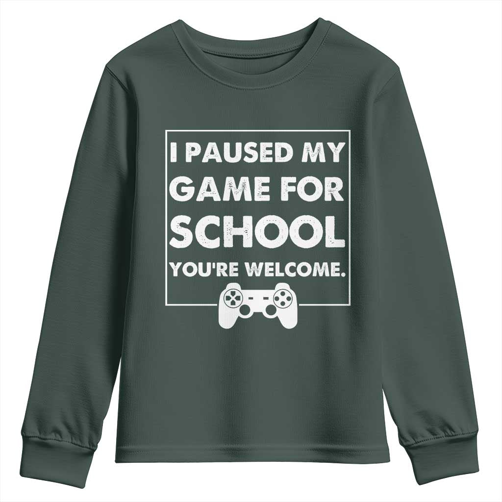 Funny Gamer Back to School Youth Sweatshirt Funny Boys Video Gaming TS10 Dark Forest Green Print Your Wear