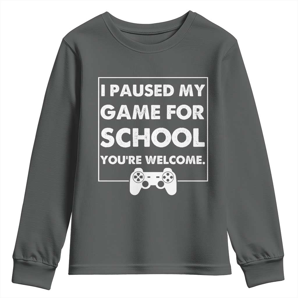 Funny Gamer Back to School Youth Sweatshirt Funny Boys Video Gaming TS10 Dark Heather Print Your Wear