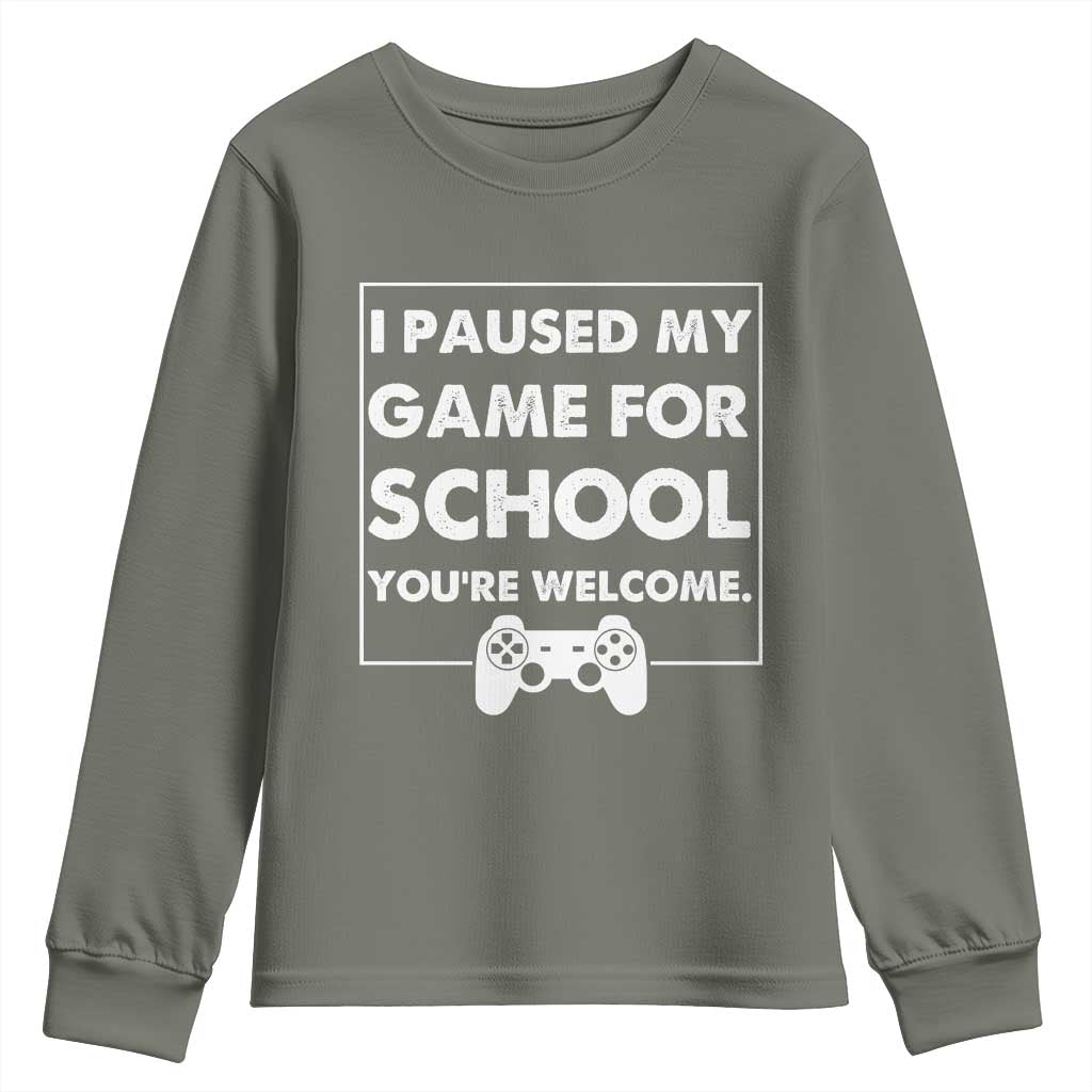 Funny Gamer Back to School Youth Sweatshirt Funny Boys Video Gaming TS10 Military Green Print Your Wear