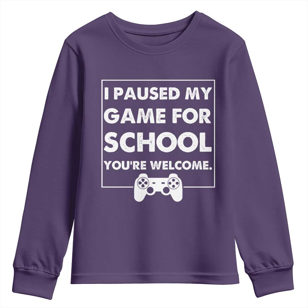 Funny Gamer Back to School Youth Sweatshirt Funny Boys Video Gaming TS10 Purple Print Your Wear