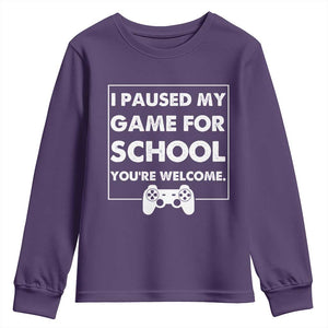 Funny Gamer Back to School Youth Sweatshirt Funny Boys Video Gaming TS10 Purple Print Your Wear